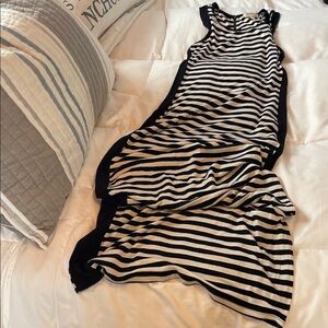 Striped Black and White Sleeveless Dress